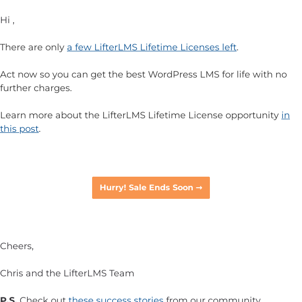 [LifterLMS Lifetime License Sale] Only a few left…
