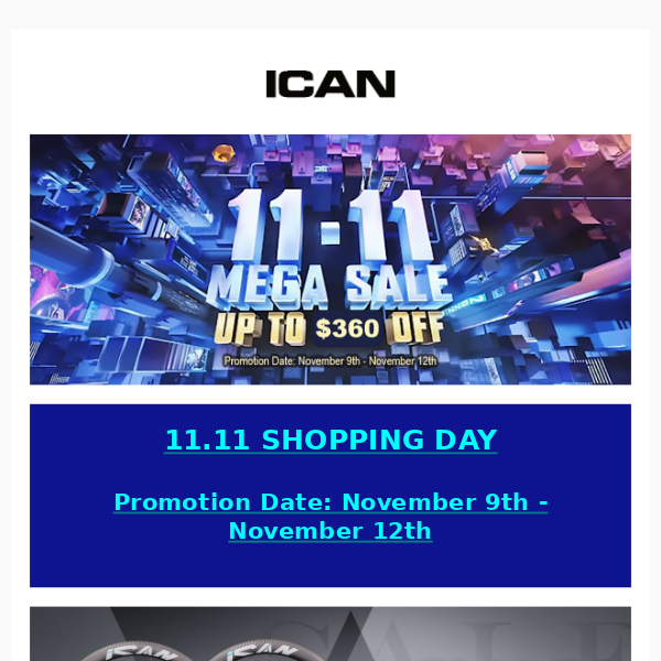 ICAN Cycling 11.11 Shopping Day: Save Up to $360 OFF!