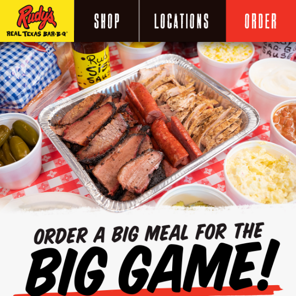  Get Big Game ready with a Rudy's Group Meal 🏈