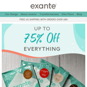 Up to 75% off everything NOW!
