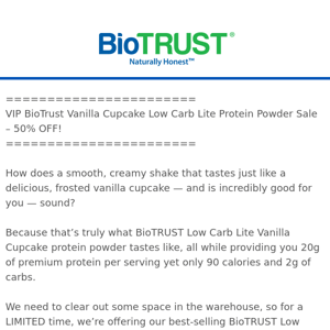 BLOWOUT: 50% OFF BioTRUST Low Carb Lite Vanilla Cupcake (limited inventory)