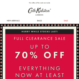 Full clearance | Up to 70% off sitewide