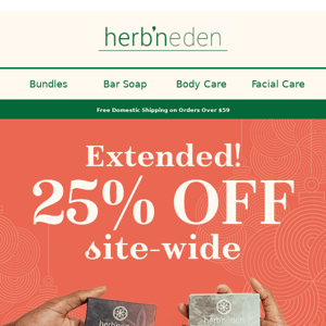 EXTENDED 25% OFF Site-Wide!