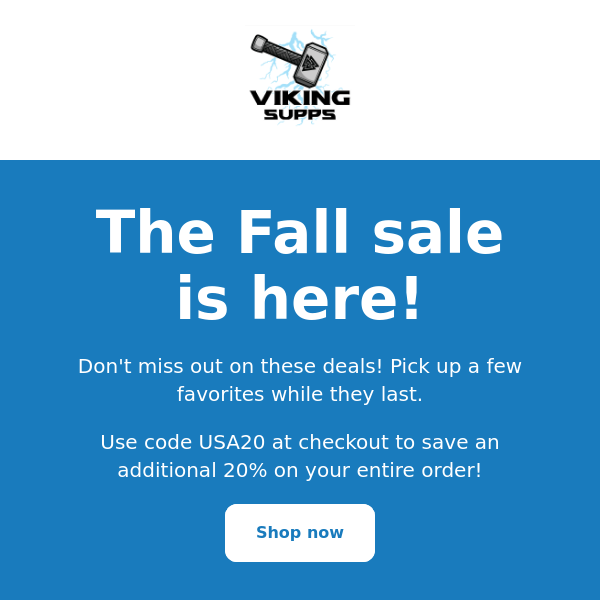 Fall Sale! 20% Off Everything!