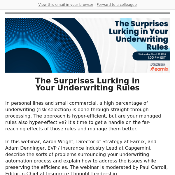 The Surprises Lurking in Your Underwriting Rules - Register Now!