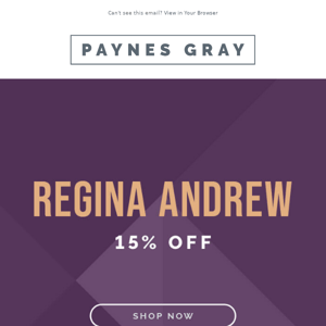 👏👏👏 MAJOR SALE: 15% off Regina Andrew!