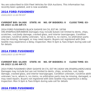 GSA Auctions GSA Fleet Vehicles Update
