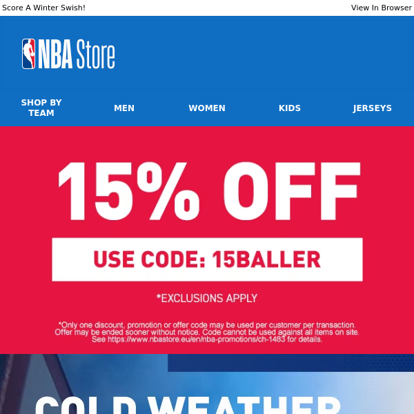 Get 15% Off on NBA Cold Weather Essentials!