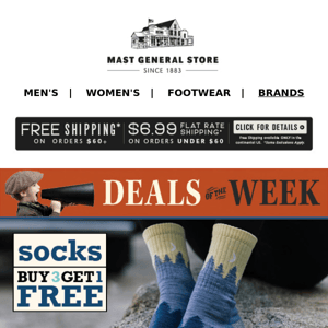 Get One FREE Pair of Socks When You Buy Three!