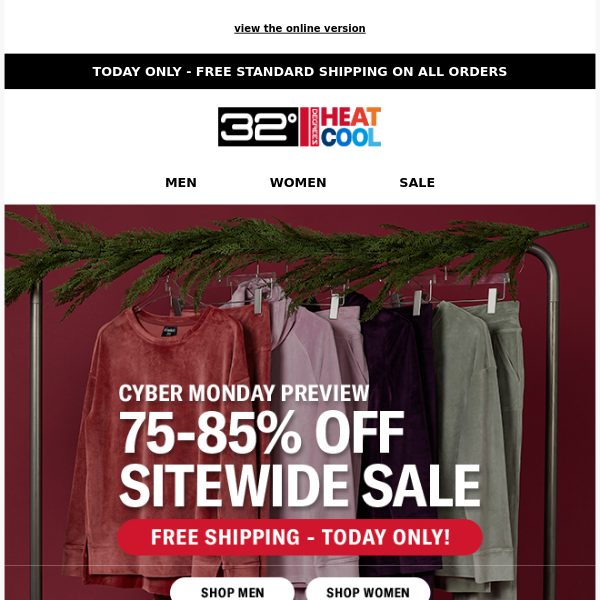 Today Only | Free Shipping + Shop 75-85% Off Sitewide Cyber Monday Preview Sale