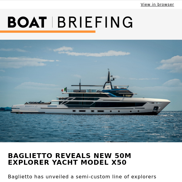 Baglietto unveils first explorer yacht model X50