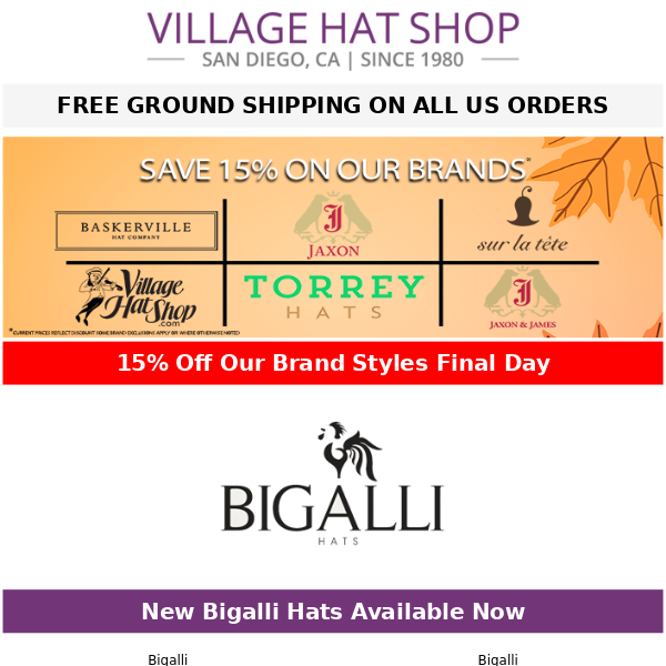 New Bigalli Hats Available Now | 15% Off Our Brands Sale Final Day