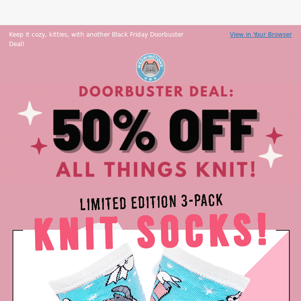 50% OFF All Things Knit! 🙀 🧶