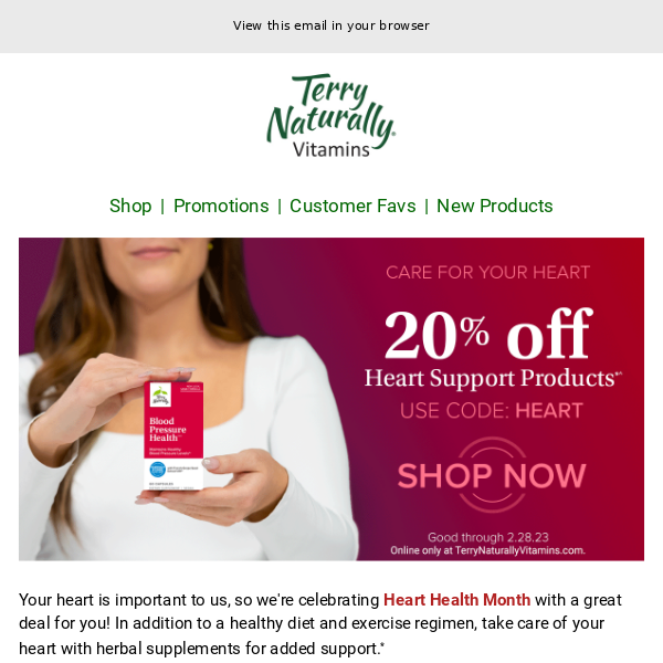 care for your heart & save 20% all month
