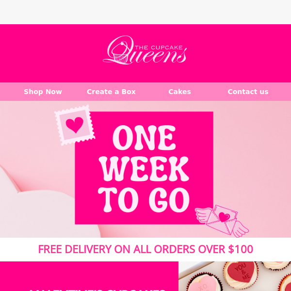 Free delivery + Valentine's Cupcakes