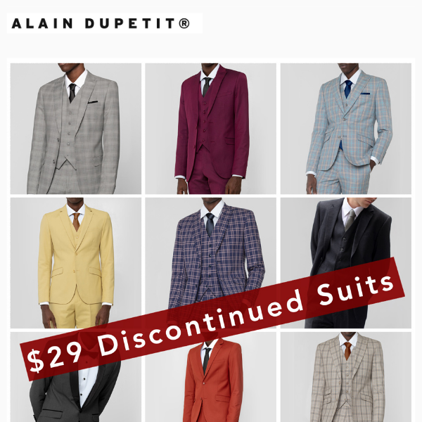 $29 Discontinued Suit Sale