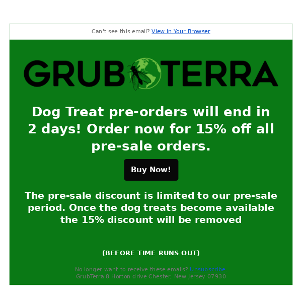Save 15% on Dog Treats Only 2 Days left!