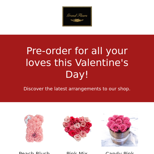 Up to 70% off Valentine's Day arrangements today!