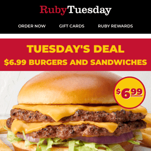 Skip Fast Food: $6.99 Burgers & Sandwiches All Day!