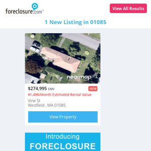 1 New Foreclosures in 01085