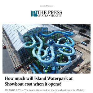 How much will Island Waterpark at Showboat cost when it opens?