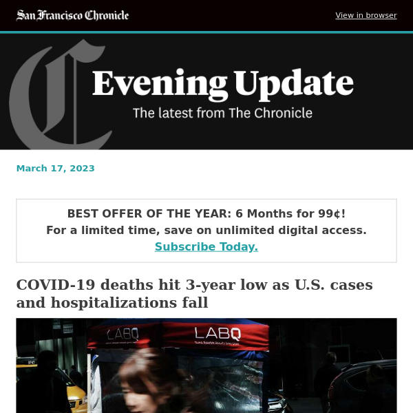 COVID-19 deaths hit 3-year low as U.S. cases and hospitalizations fall
