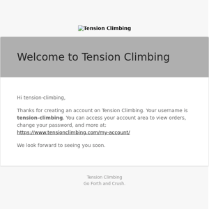 Your Tension Climbing account has been created!