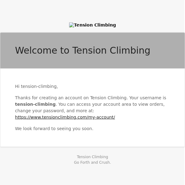 Your Tension Climbing account has been created!