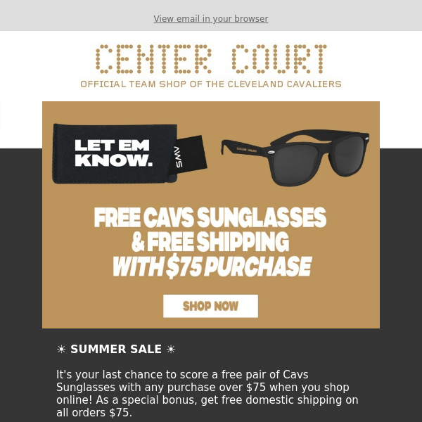 🕶️ Last Chance: Free Sunglasses with $75 Order