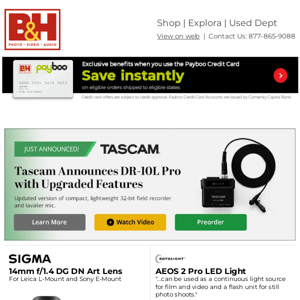 New Products from Tascam, Sigma, Rotolight, Godox + Canon Promo Code!