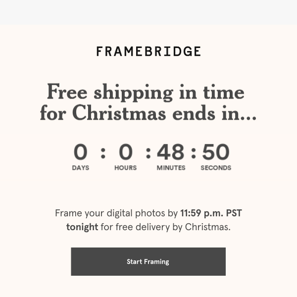 FREE shipping by Christmas ends tonight