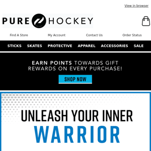 Pure Hockey! Win With Warrior! Shop Top Sticks, Gloves, Helmets & More!