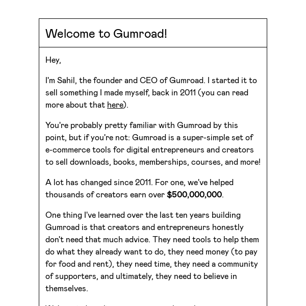 Welcome to Gumroad!