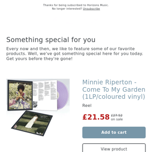 NEW! Minnie Riperton - Come To My Garden (1LP/coloured vinyl)