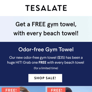 Free Gym Towel with any Beach Towel!