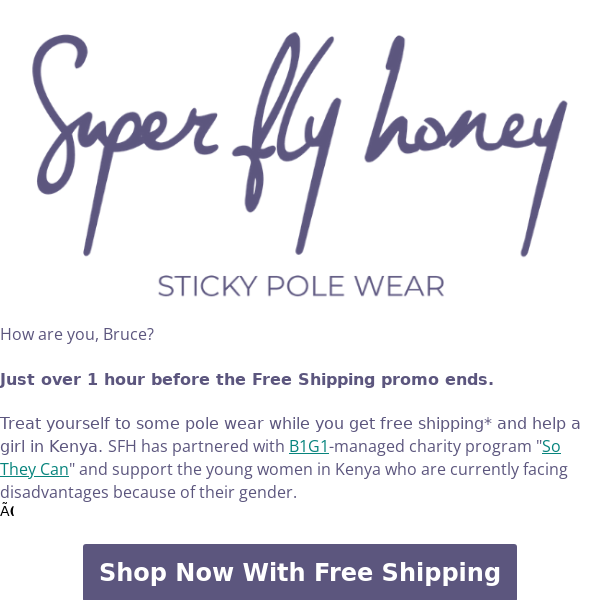 Last hour to shop Free Shipping, Super Fly Honey