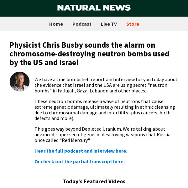 Physicist Chris Busby sounds the alarm on chromosome-destroying neutron bombs used by the US and Israel