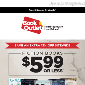 😱 $5.99 or less fiction books & an extra 15% off?!