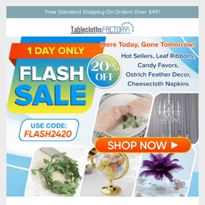 📢 1 Day Flash Sale! Get 20% Off Hot Sellers & More!