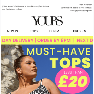 JUST LANDED: Tops less than £20