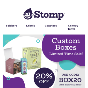 Customize Your Boxes and Save 20%!