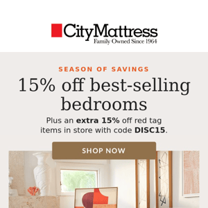 NEW: Save 15% on your bedroom refresh.