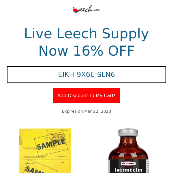 Live Leech Supply 16% Off