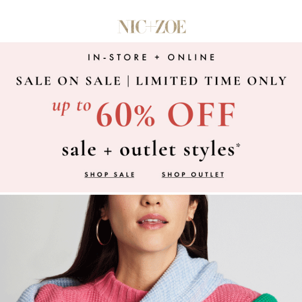 Extra 40% off sale styles means up to 60% total savings