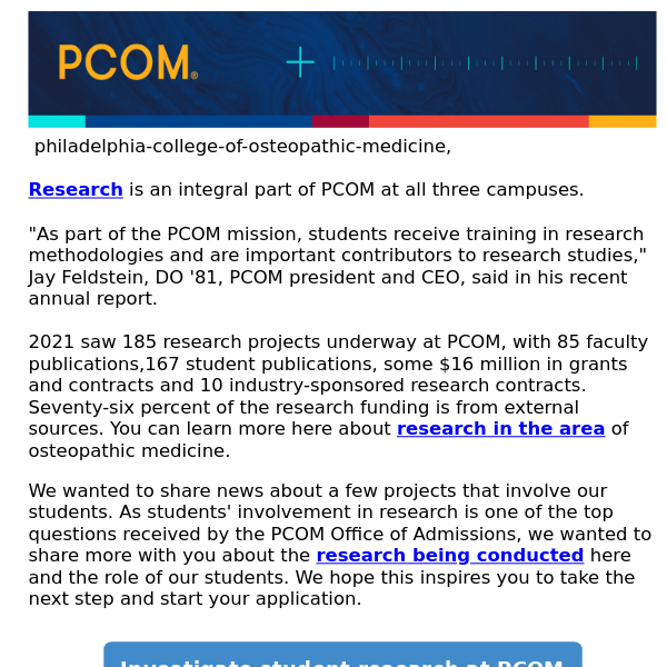 PCOM student research: Vital for future of health care