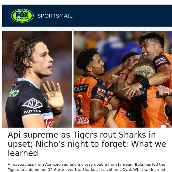 Api supreme as Tigers rout Sharks in upset; Nicho’s night to forget: What we learned