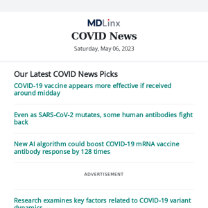 COVID vaccine effectiveness can be timed | COVID antibody response up 128x using AI