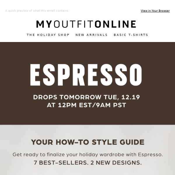 RELEASING TOMORROW: ESPRESSO