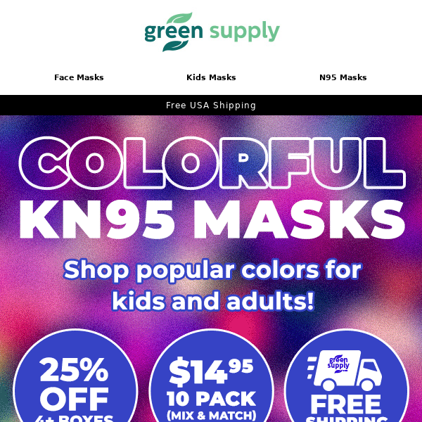 😷🆙Colorful KN95 Masks - Kids and Adults!