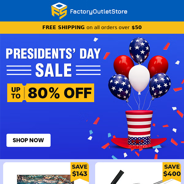 Presidents' Day Sale - Up to 80% OFF